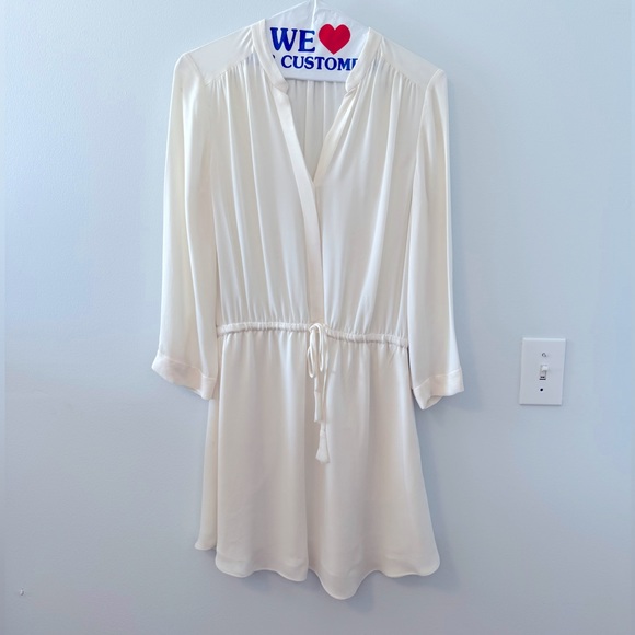 Aritzia Babaton 100% Silk Long Sleeve Bennett Mini Dress in White/Cream - Small - Picture 6 of 15